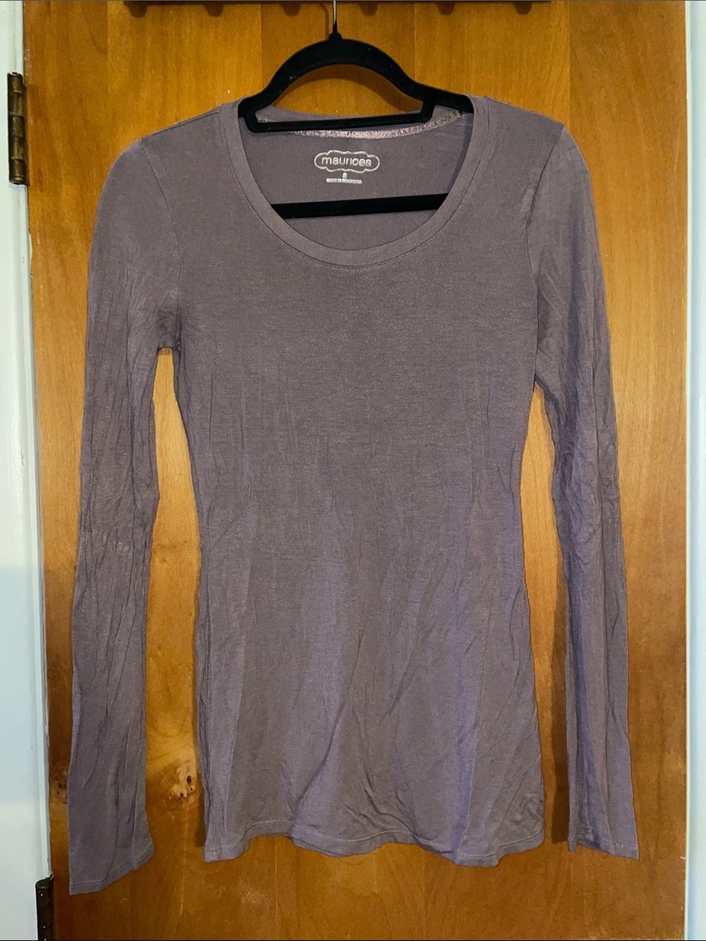 Maurices Long Sleeve Scoop Neck Top - Muted Lavender